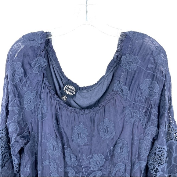 Le Marais Paris 100% Silk Blue Blouse Size M - Picture 3 of 9